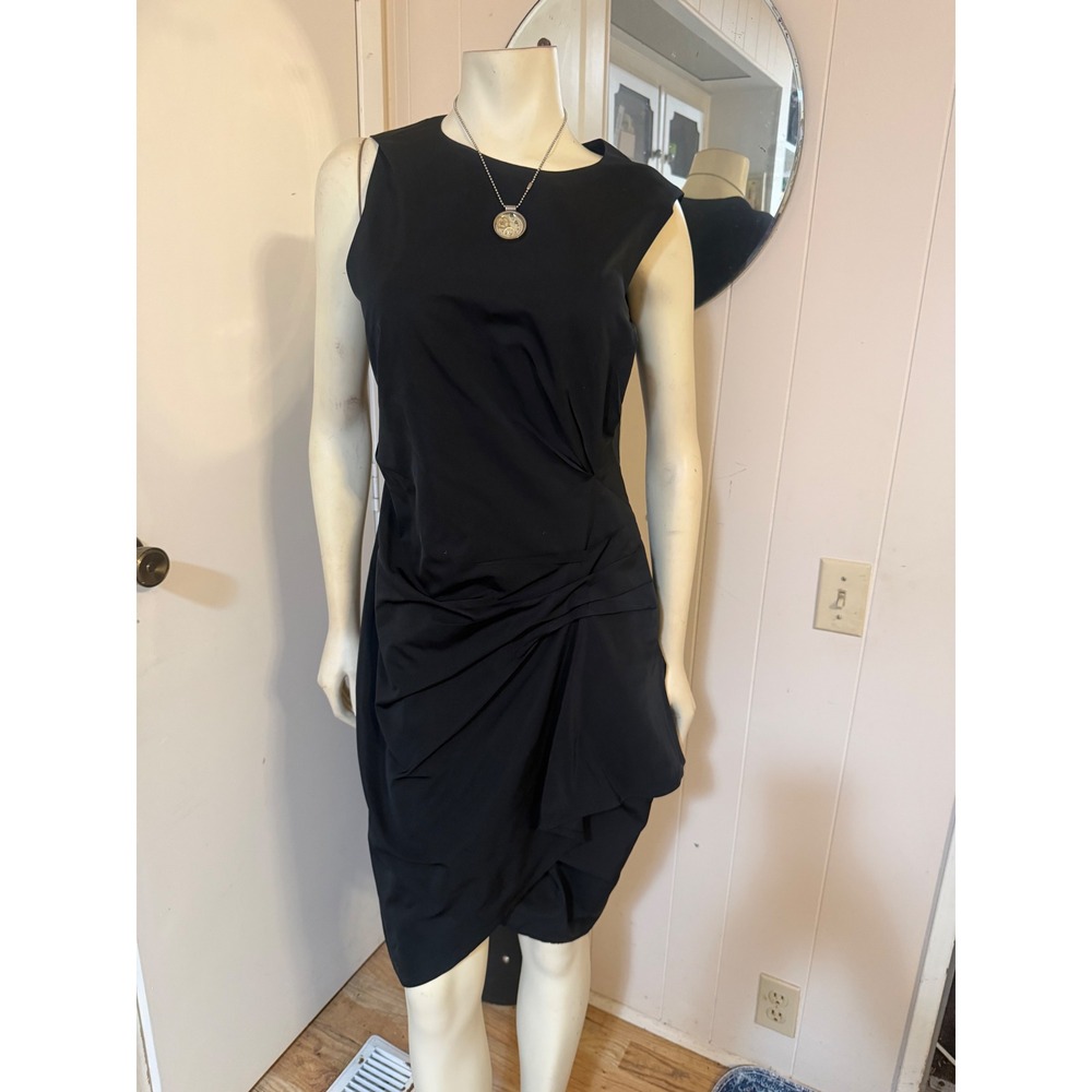STUNNING Lida Baday Black Gathered Radzimir Silk-Blend Sleeveless Dress L